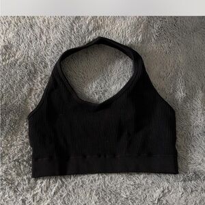 Black Ribbed Halter Top